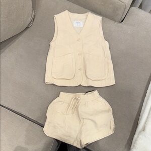 Zara Beige Vest and Shorts Set
